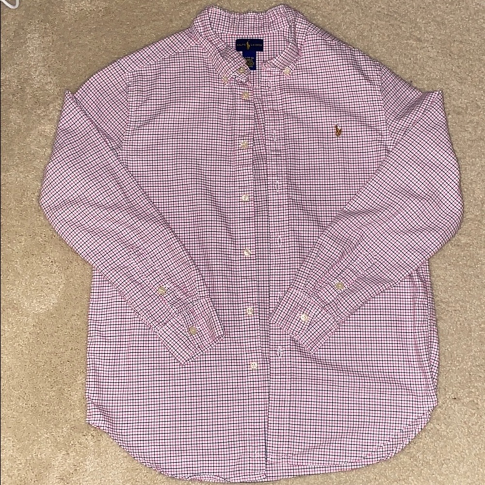 Polo Button Down (Pink & Black)